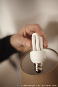 Photo d'une ampoule basse consommation